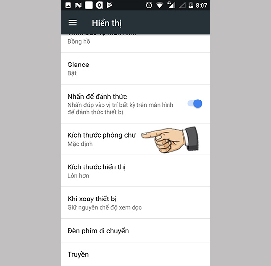 Chọn kích thước phông